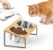 Dog Bowls Stand Bamboo Raised Dog Bowl with 2 Stainless Steel Food Water Bowls Set Food Feeding Dishes for Indoor Cat and Large Medium Dogs